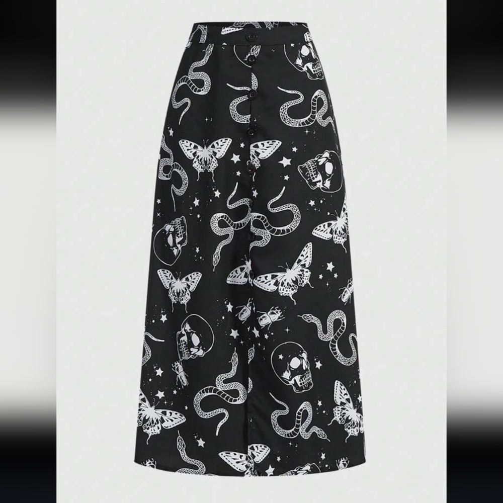 ROMWE Black and White A-Line Skirt